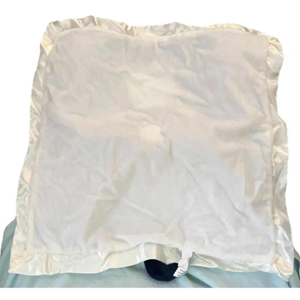 Douglas Baby Gray/Blue/Green Puppy Lovey Blanket Satin Trim 14”x14” Infant+ GUC